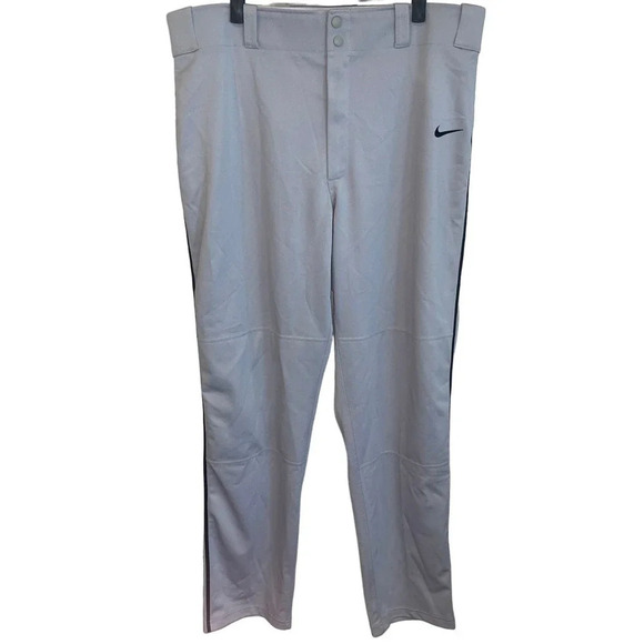 Nike Men's Softball Pants XL Gray Solid Logo 100% Polyester High-Rise Pockets - Picture 1 of 9